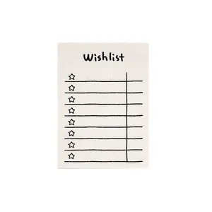 Minimalist white Wishlist notepad with 8 lined rows and star icons for daily planning