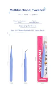 Detailed size measurement for macaron purple pointed and curved journal tweezers