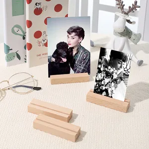 Soporte Minimalista para Tarjetas con Base de Madera Rectangular Soporte para Fotos de Madera Maciza para Decoración Escritorio
