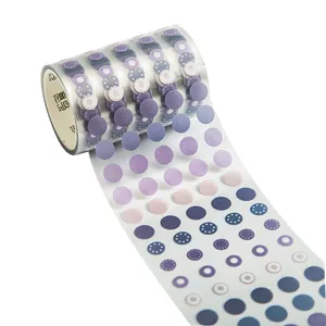 Blue and purple gradient dot washi tape roll for scrapbooking and journal decoration
