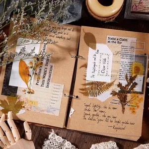 Autocollants PET style forêt vintage et carnet en papier kraft pour le scrapbooking