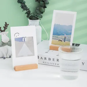 Set de 2 soportes de madera minimalistas para fotos y tarjetas de escritorio