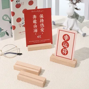 Set de soportes minimalistas de madera con ranura en U para fotos y decoración de mesa