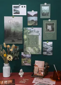 Détails de cartes murales de paysages forestiers et affiches d'art de style rétro