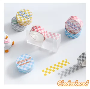 Checkerboard Washi Tape Set in verschiedenen Farben mit Acryl-Spender für DIY-Journale