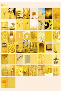 Détail de 50 papiers de scrapbooking vintage jaunes avec motifs floraux et artistiques