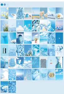 Détails de 50 papiers de scrapbooking bleus aux motifs naturels et architecturaux