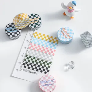 Washi-Tape Set mit Schachbrettmuster in sechs Farben für DIY-Journaling und Basteln