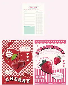 Diseño detallado de la página interior de la agenda diaria con tema de cereza y horario