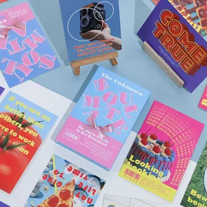 Minimalist creative postcard set with artistic illustrations and Soulmate typography decor