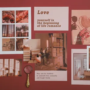 Kit de collage mural rétro avec cartes postales vintage pour décoration murale DIY