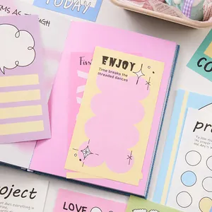 Pastel color sticky notes set with cloud and star illustrations for DIY journaling