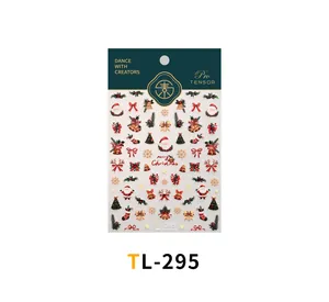 Detailed view of TL-295 Christmas nail stickers featuring Santa and festive trees