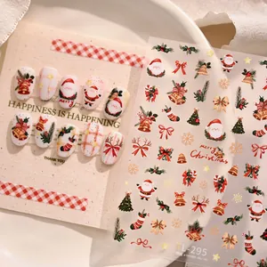 Christmas nail stickers TL-295 featuring Santa Claus, reindeer and festive snowflake designs