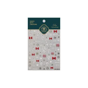 Christmas nail art stickers M-819 with 3D embossed bows and snowflake designs