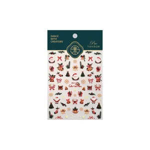 Christmas nail stickers TL-295 featuring Santa, bells, and trees for festive holiday manicure
