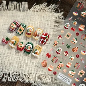 3D-Relief Weihnachts-Nagelsticker mit Teddybären und Schneeflocken Mustern Modell TS-4186
