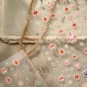 3D embossed Christmas nail stickers featuring cute snowmen, foxes and snowflakes
