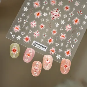 3D embossed Christmas nail stickers featuring snowman, fox, and gingerbread man patterns