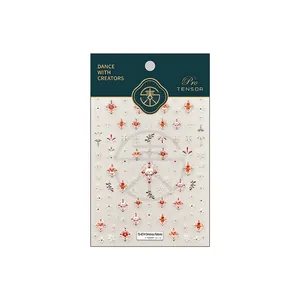 Retro Christmas nail stickers with 5D embossed gingerbread man and snowflake patterns