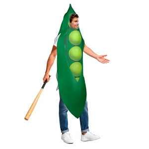 Funny green pea pod cosplay costume for adults, creative carnival party performance outfit