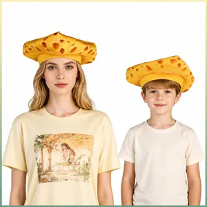 Neuheit Käseform Kostüm Hut Und Bedrucktes T-Shirt Schwammgewebe 3D Digitaldruck Cosplay Kappe Für Party Bühnenperformance