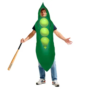 Funny adult green pea pod bodysuit costume for cosplay parties and stage performances