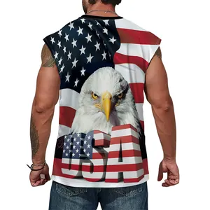 Men's patriotic USA tank top with bald eagle and American flag print on the back