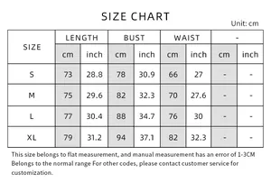 Size chart for rainbow fish scale swimsuit showing S to XL bust and waist measurements