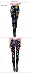 Damen Schlankheits-Leggings mit buntem geometrischen Kristalldruck und elastischem Stoff