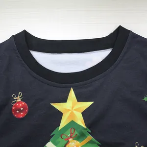 Christmas sweatshirt featuring a festive green tree print on a black crewneck top