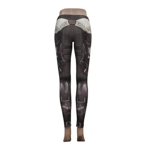 Detailed 3D armor print pattern and faux fur texture on stretchy fashion leggings