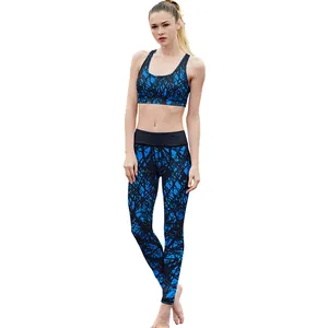 Women Printed Yoga Activewear Top And Bottom High Elastic Sport Leggings Tank Top