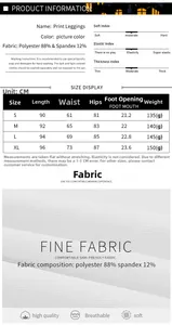 Detailed size chart and material guide for Halloween print high elasticity leggings