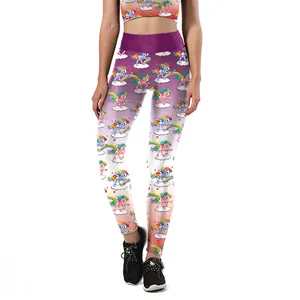 Ensemble de yoga femme avec imprimé licorne arc-en-ciel et legging violet dégradé