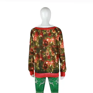 Set felpa e leggings natalizi con motivi di alberi di Natale e stampe digitali festive