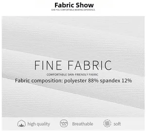 Dettaglio del tessuto elasticizzato bianco in 88% poliestere e 12% elastan