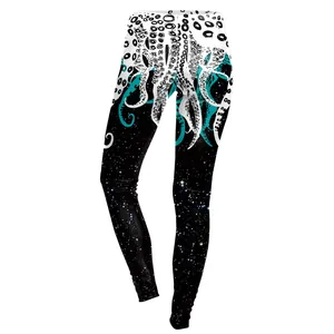 Women's octopus tentacle and starry sky digital print leggings with high elasticity
