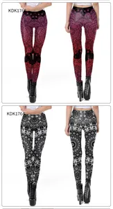 Detailed front and back views of mandala and kaleidoscope digital print leggings