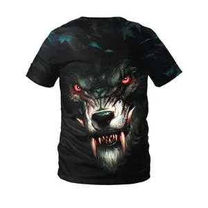 Men's 3D Wolf Lion Digital Print T-Shirt Round Neck Short Sleeve Streetwear Hip Hop Casual Breathable Polyester Spandex Top