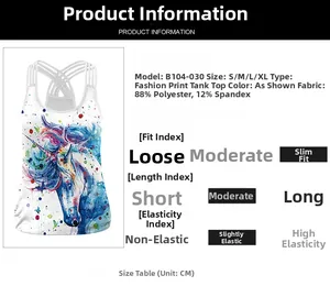 Detailed chart showing white skull print camisole fabric specs and size parameters