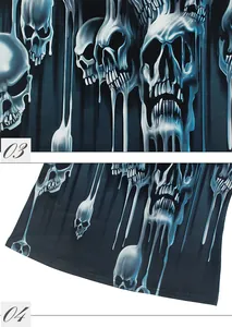 Skull print crop top with criss-cross back and melting digital pattern details