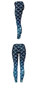 Détail d'imprimé écailles de sirène bleues avec effet brillant sur leggings