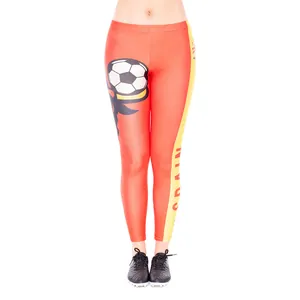 Leggings da Donna Coppa del Mondo di Calcio Spagna Stampa Bandiera Spagna Vita Alta Sport Yoga Pantaloni Toro Spagnolo