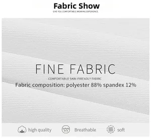 Detail of white stretch fabric composed of 88% polyester and 12% spandex for cozy wear