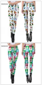 Front and back detail of Christmas leggings with Santa Claus and festive digital prints