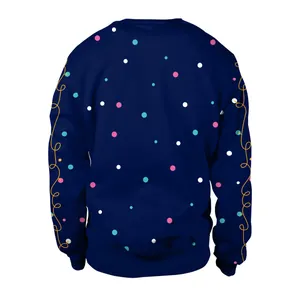 Sweat-shirt bleu marine à manches longues avec pois colorés et motifs de rubans