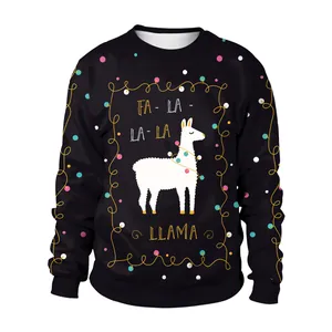 Sweat de Noël alpaga avec imprimé guirlandes festives et flocons de neige colorés