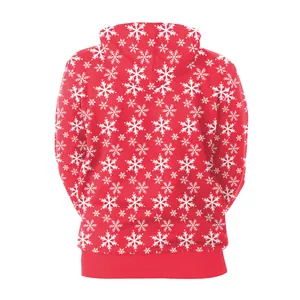 Sweat à Capuche Imprimé Numérique 3D de Noël Père Noël Sapin de Noël Flocons de Neige Rouge Hoodie pour Femme Homme