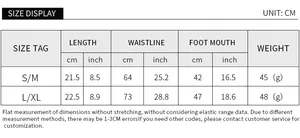 Size chart with measurements in cm and inches for Christmas printed bikini underwear
